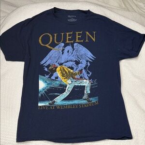 Dark Blue - Queen - Live at Wembley Stadium Graphic Tee - Large